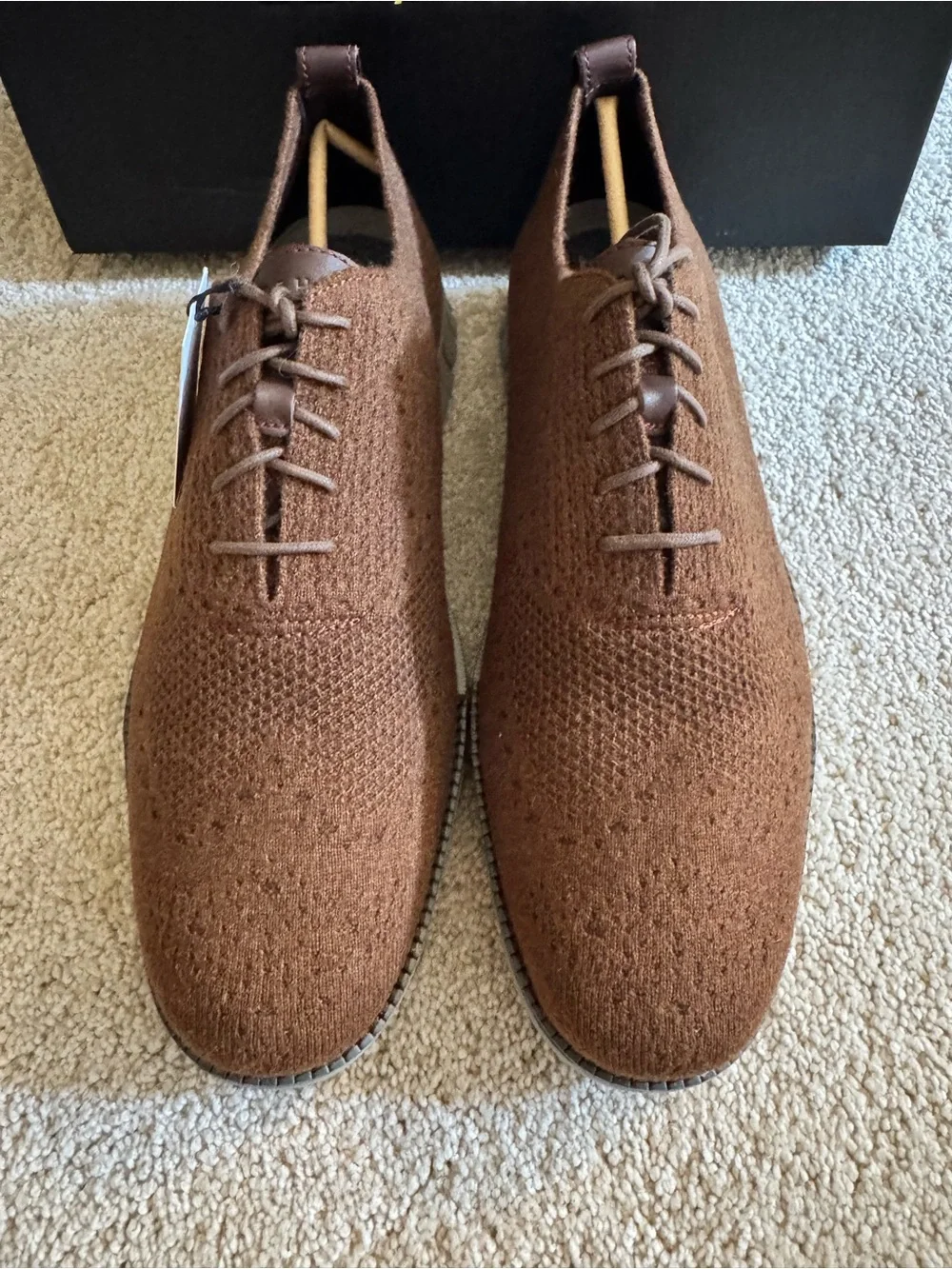 Cole Haan Brown Knit Zerogrand Lace-Up Sneakers